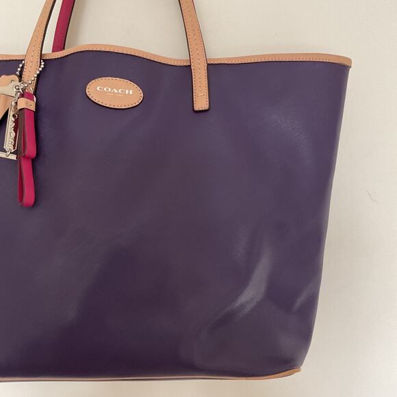 Coach Metro Large Leather Tote Shoulder Bag Handbag Purse Purple F31326 Classic - Picture 4 of 16